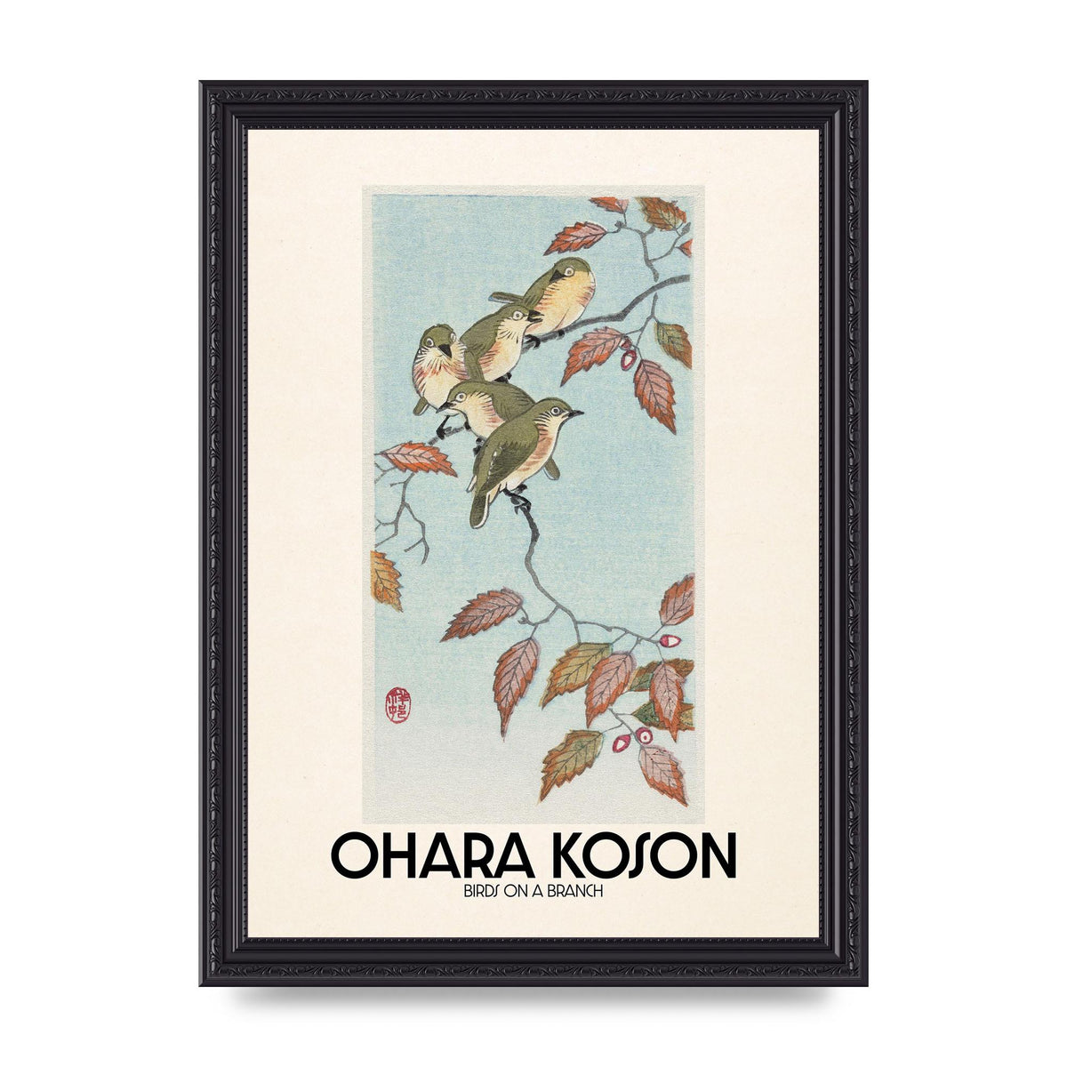 Ohara Koson Birds On A Branch Printed Poster - A4 framed