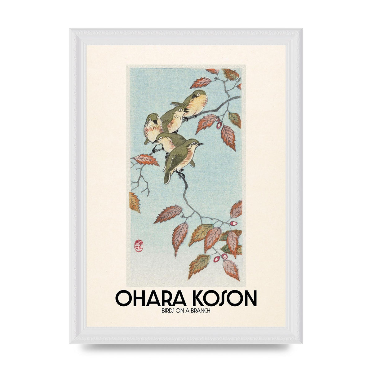 Ohara Koson Birds On A Branch Printed Poster - A4 framed