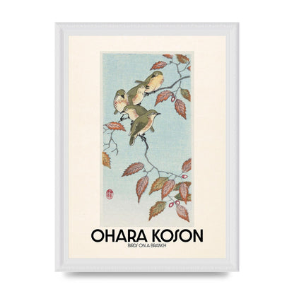 Ohara Koson Birds On A Branch Printed Poster - A4 framed