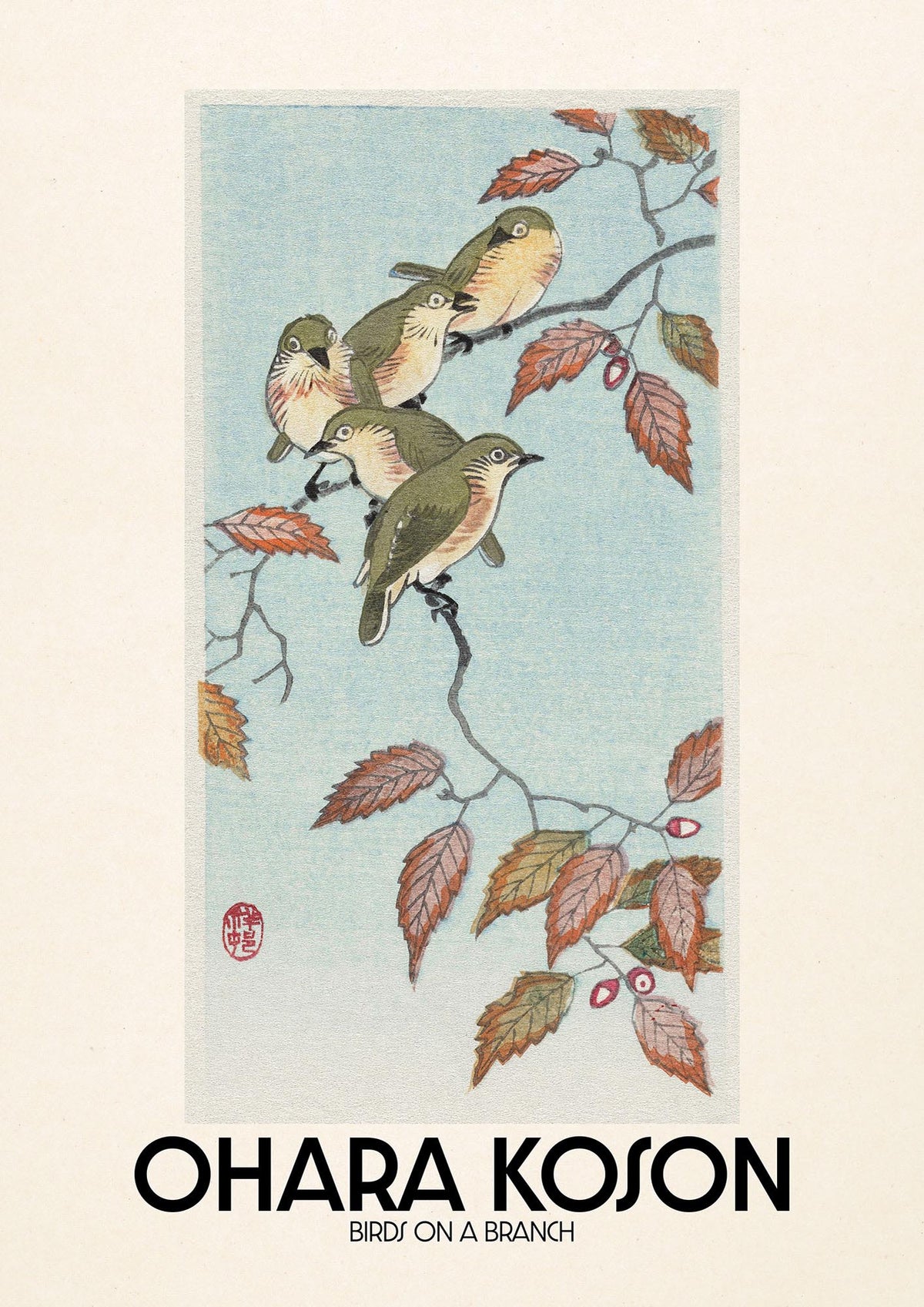 Ohara Koson Birds On A Branch Printed Poster - detail
