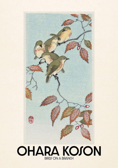 Ohara Koson Birds On A Branch Printed Poster - detail