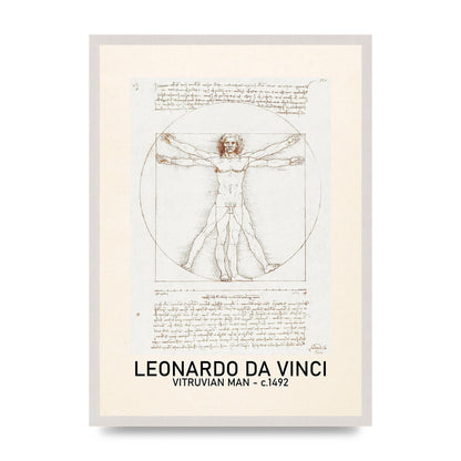 Leonardo Da Vinci Vitruvian Man 1492 print in an A2 white saw cut grain frame