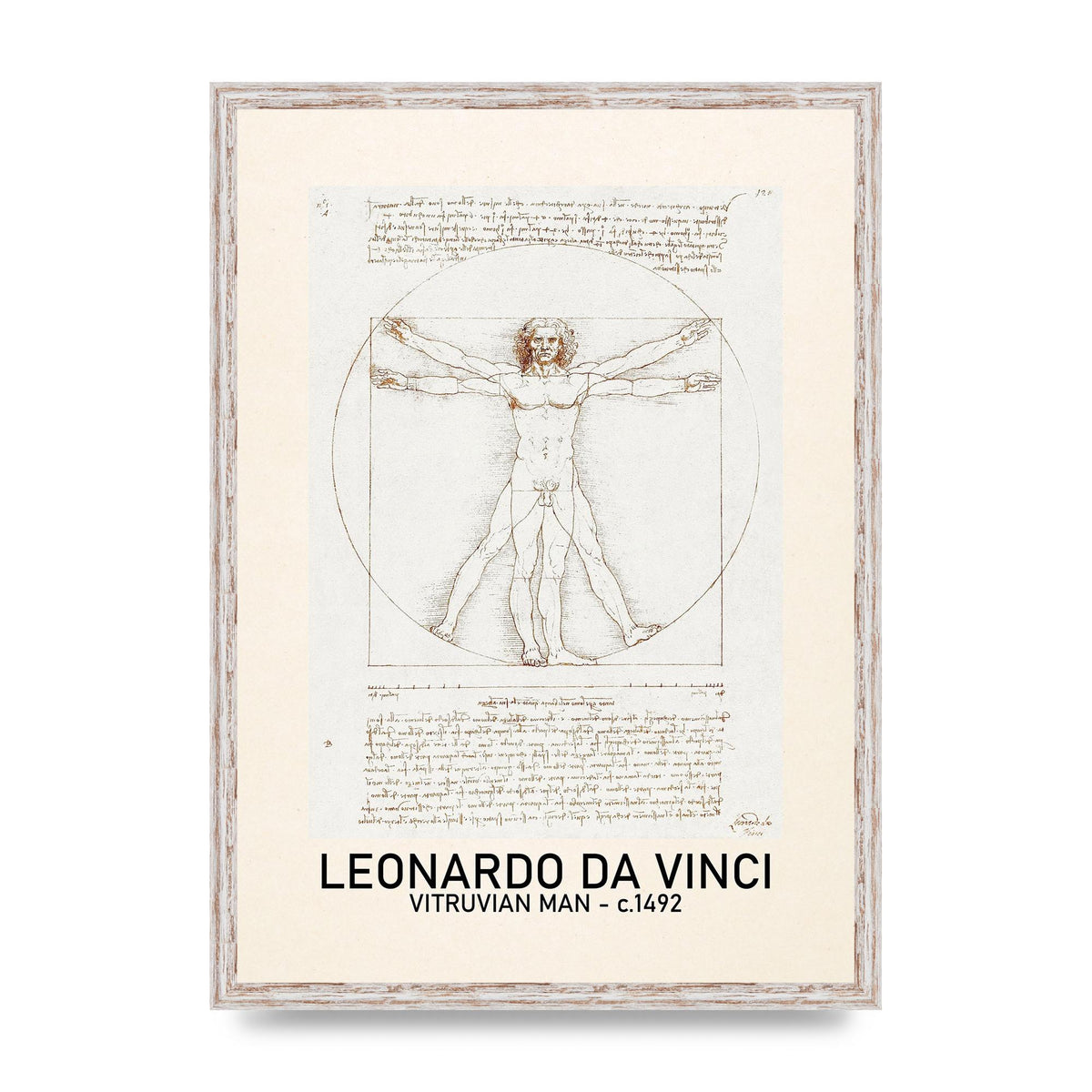 Leonardo Da Vinci Vitruvian Man 1492 Art For The Home - A2 framed