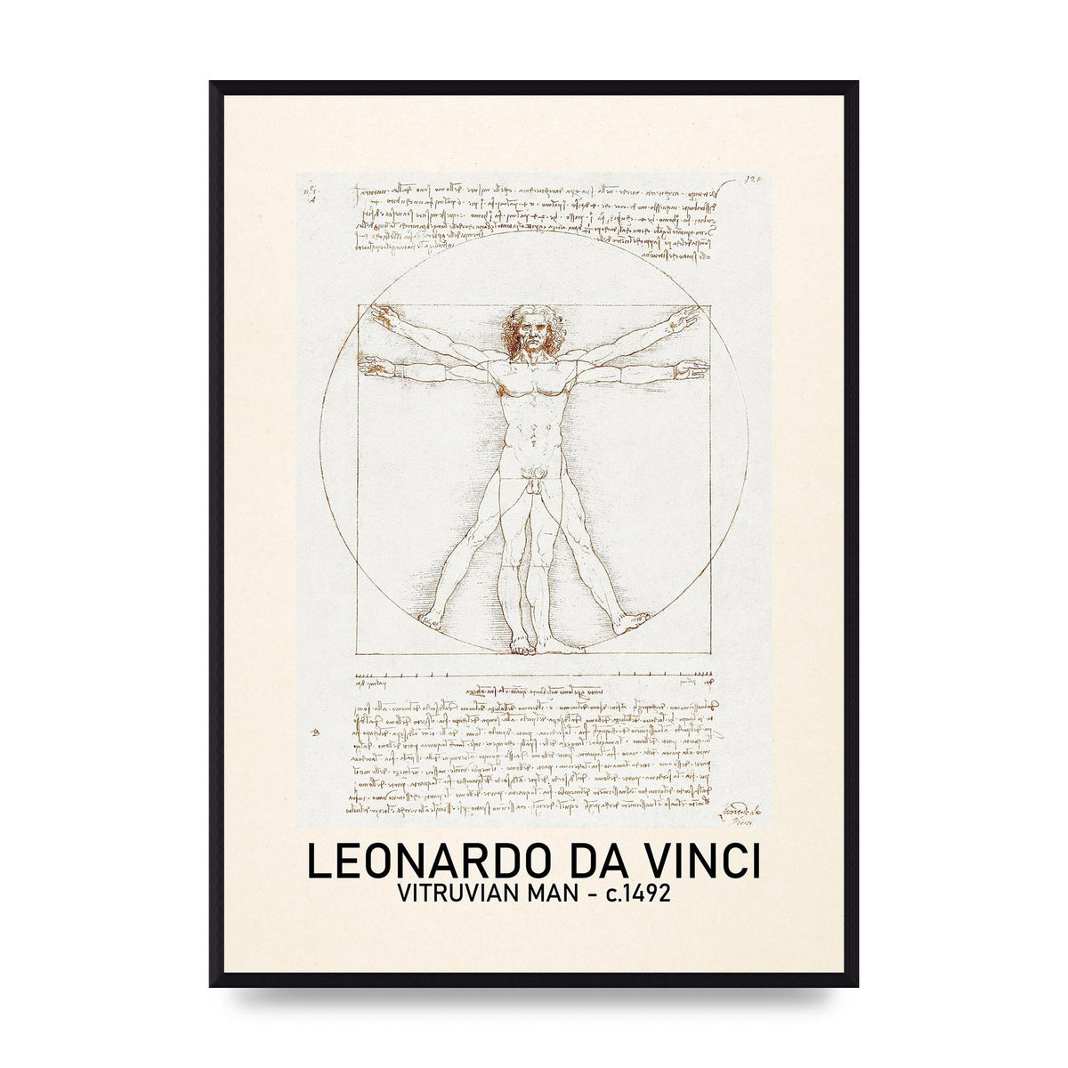 Leonardo Da Vinci Vitruvian Man 1492 Art For The Home - A2 framed