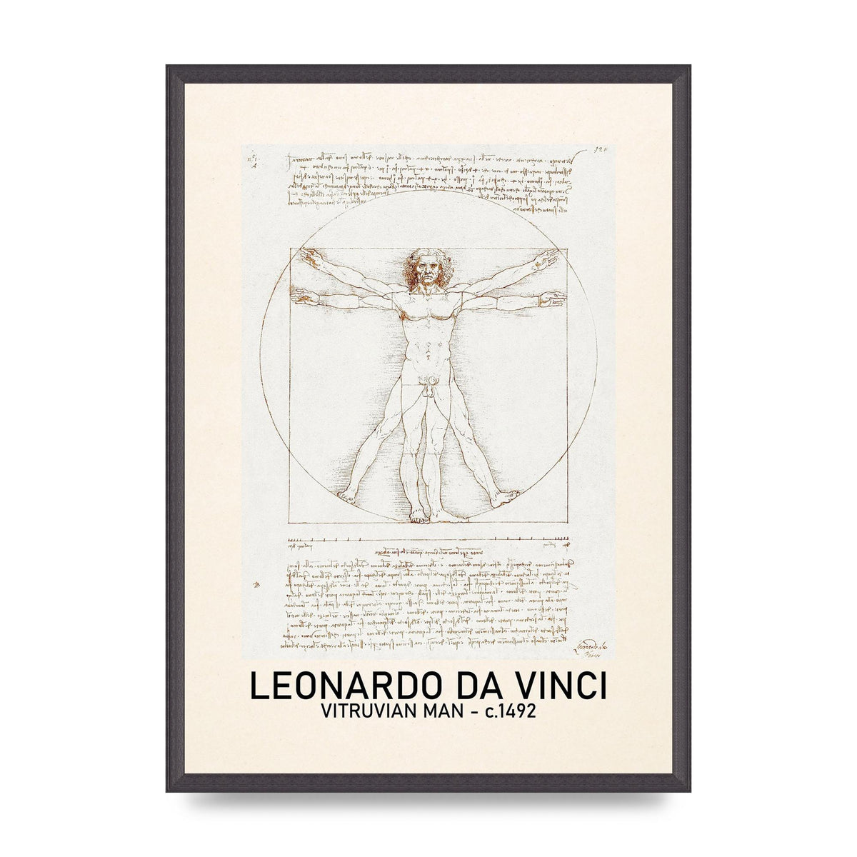 Leonardo Da Vinci Vitruvian Man 1492 Art For The Home - A2 framed