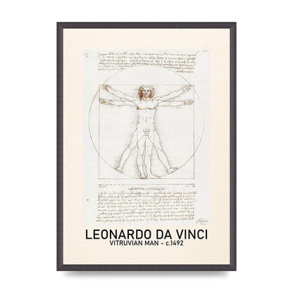 Leonardo Da Vinci Vitruvian Man 1492 Art For The Home - A2 framed