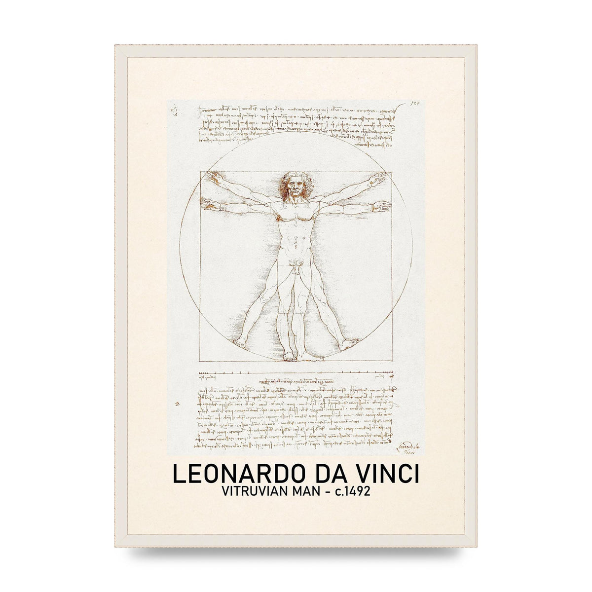 Leonardo Da Vinci Vitruvian Man 1492 Art For The Home - A2 framed