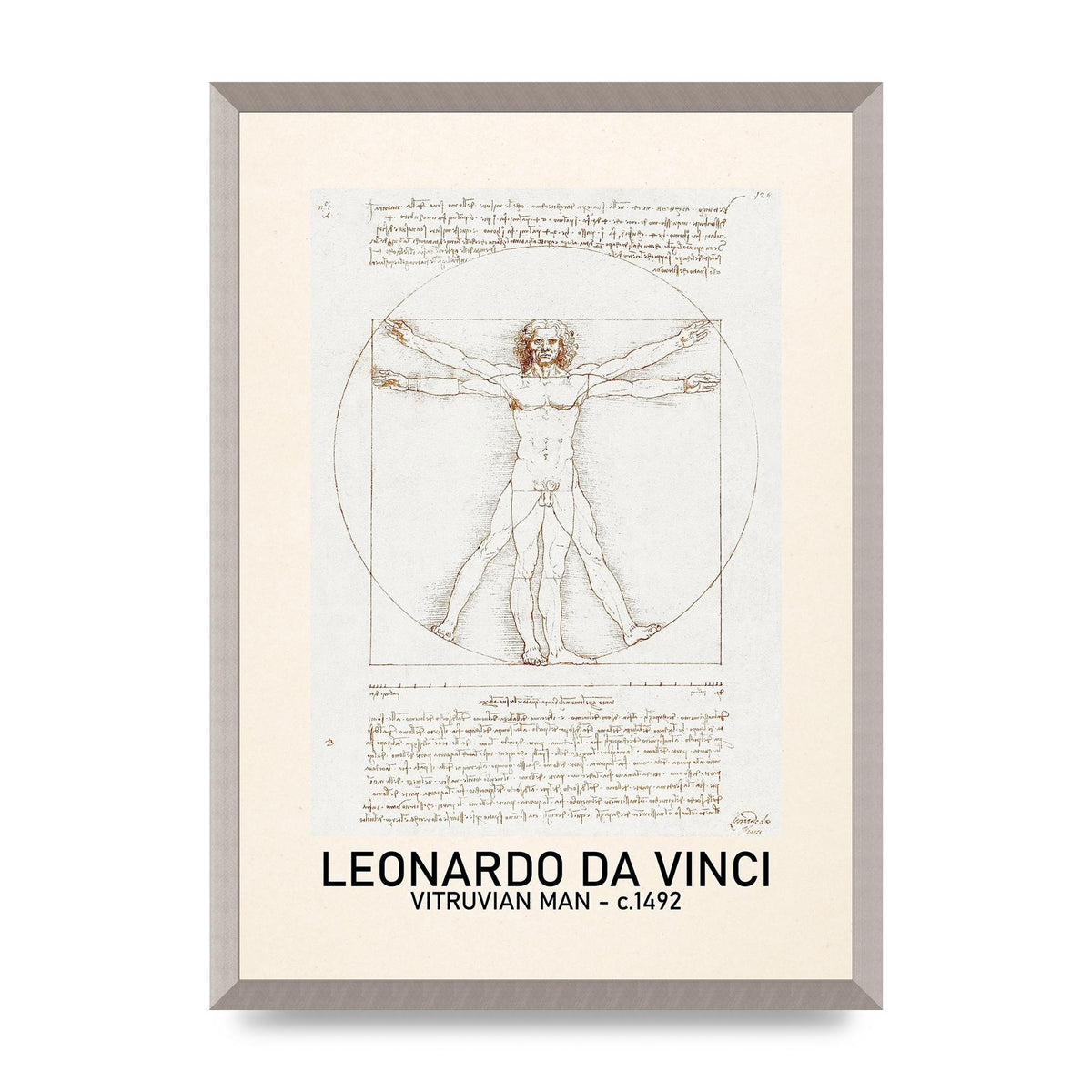Leonardo Da Vinci Vitruvian Man 1492 Art For The Home - A2 framed