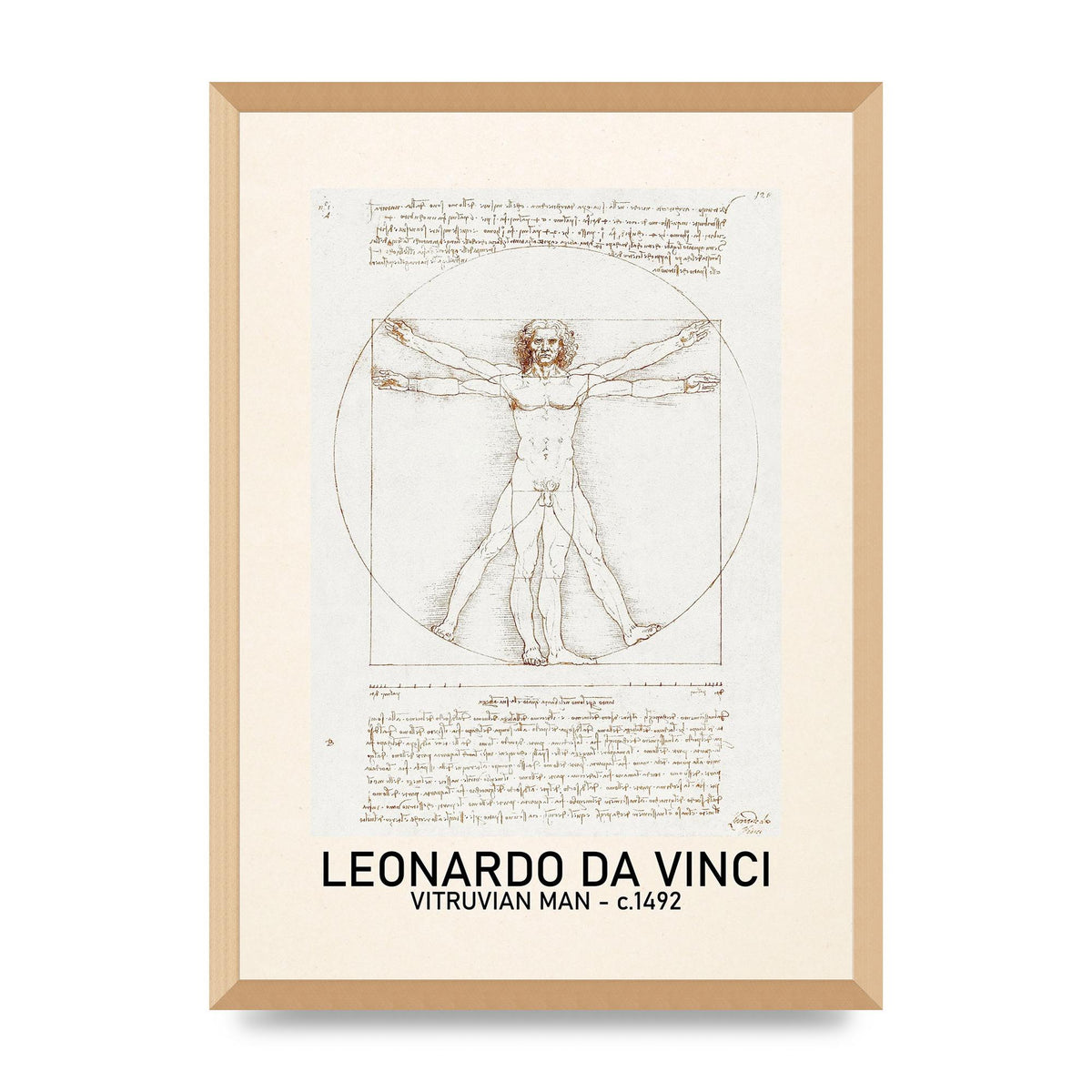 Leonardo Da Vinci Vitruvian Man 1492 Art For The Home - A2 framed