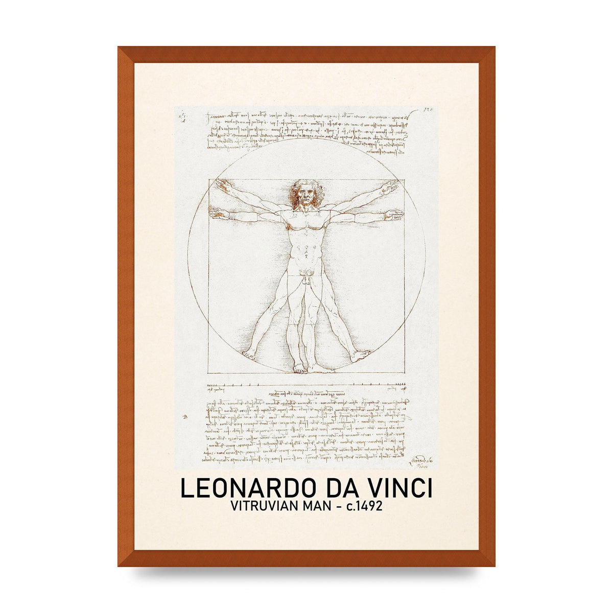 Leonardo Da Vinci Vitruvian Man 1492 Art For The Home - A2 framed