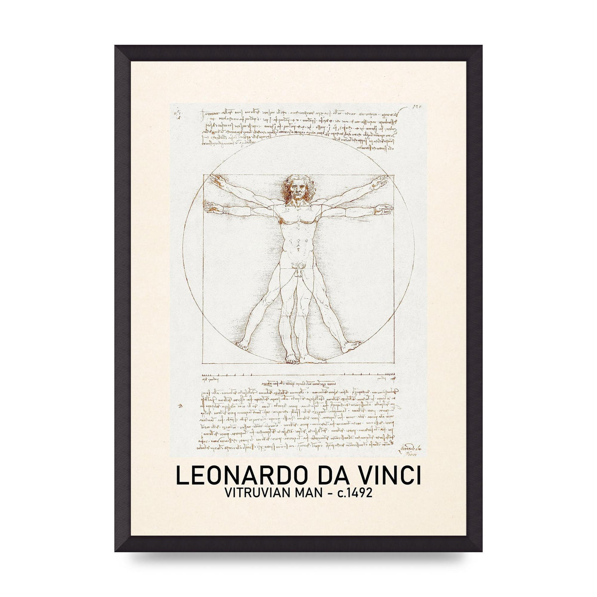 Leonardo Da Vinci Vitruvian Man 1492 Art For The Home - A2 framed
