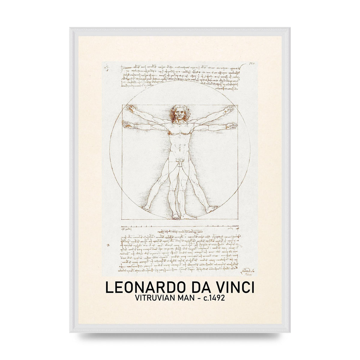 Leonardo Da Vinci Vitruvian Man 1492 Art For The Home - A2 framed