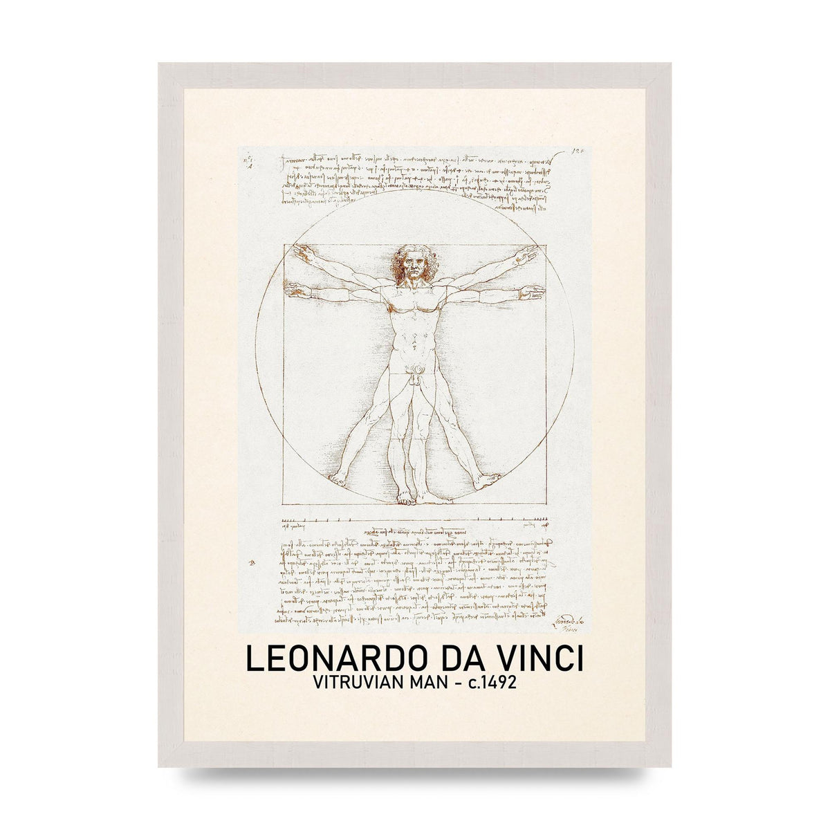 Leonardo Da Vinci Vitruvian Man 1492 Art For The Home - A3 framed