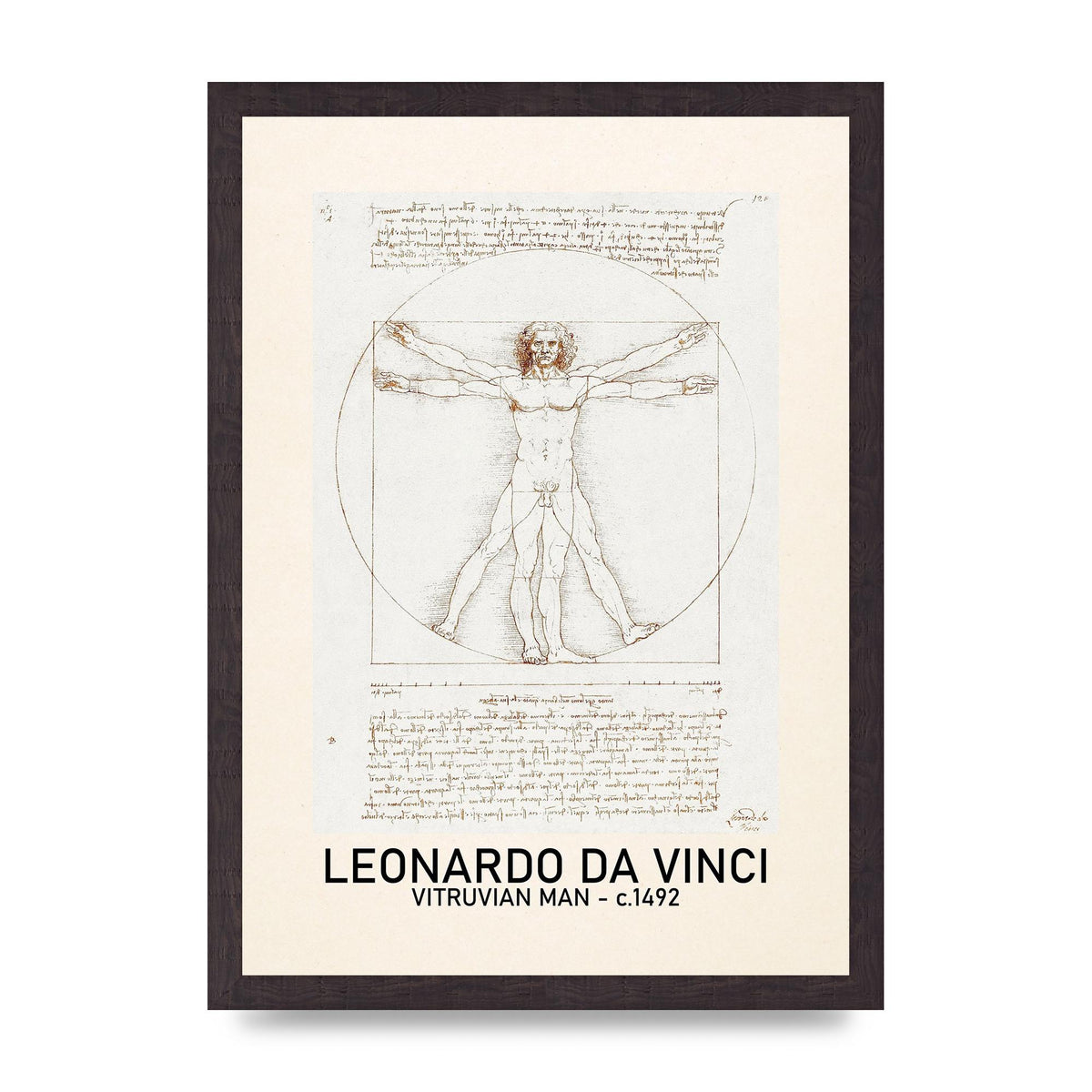 Leonardo Da Vinci Vitruvian Man 1492 Art For The Home - A3 framed