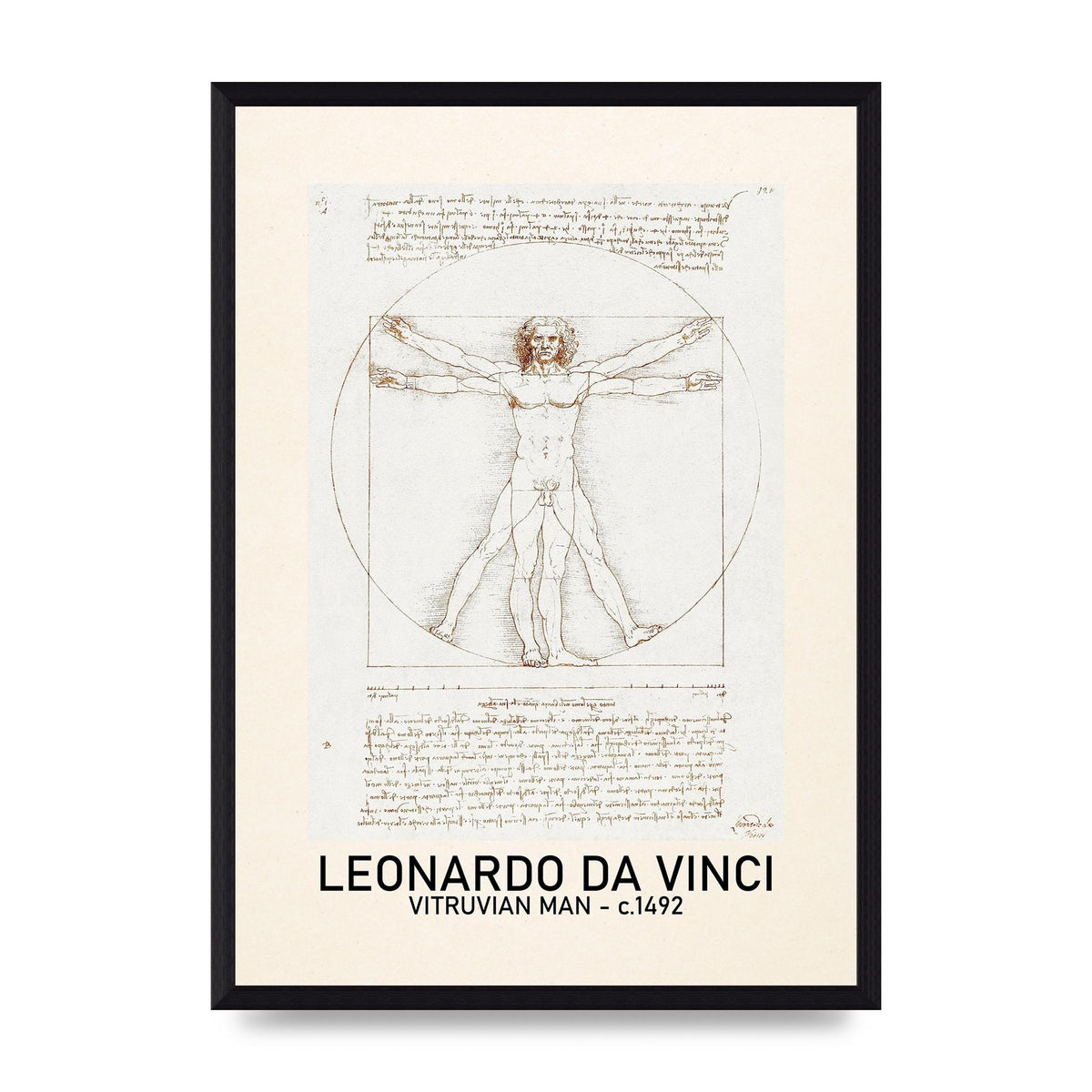 Leonardo Da Vinci Vitruvian Man 1492 Art For The Home - A3 framed