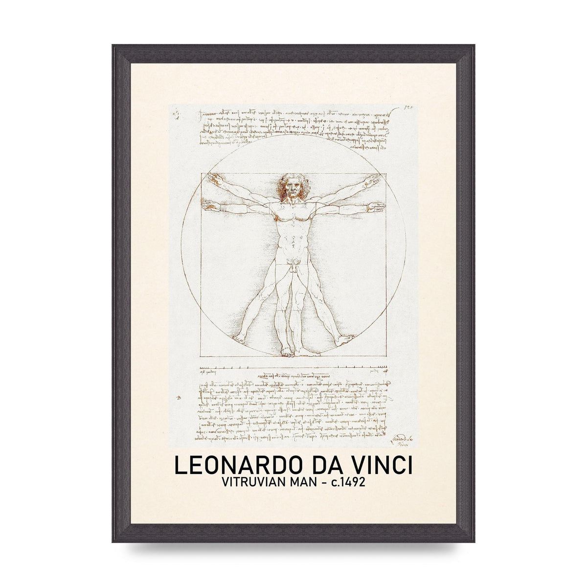 Leonardo Da Vinci Vitruvian Man 1492 Art For The Home - A3 framed