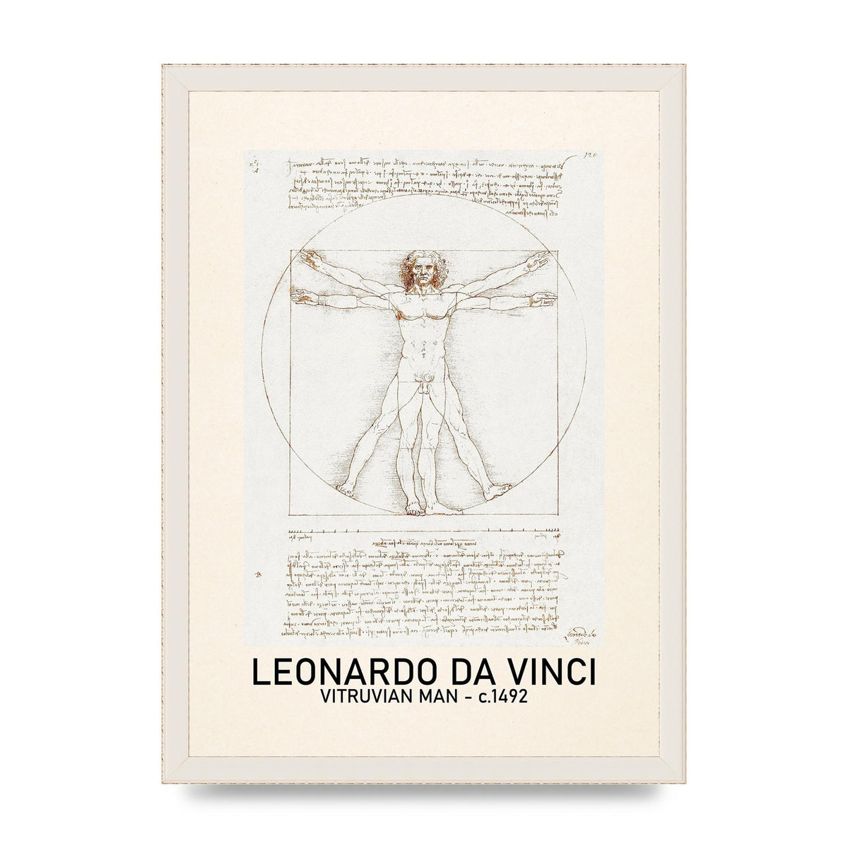 Leonardo Da Vinci Vitruvian Man 1492 Art For The Home - A3 framed