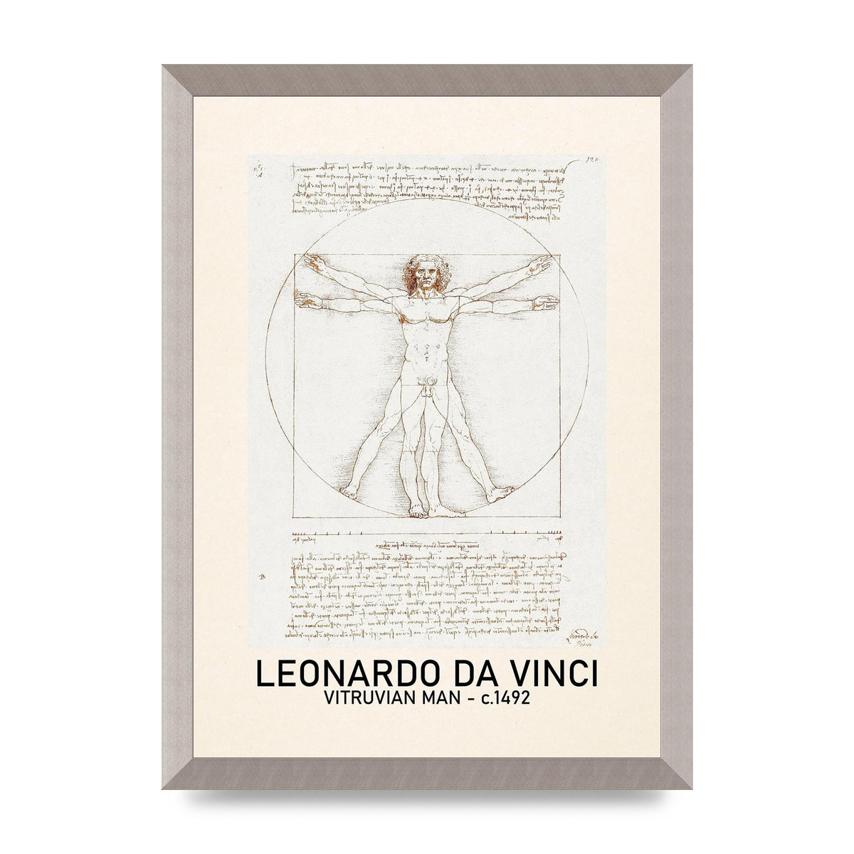 Leonardo Da Vinci Vitruvian Man 1492 Art For The Home - A3 framed