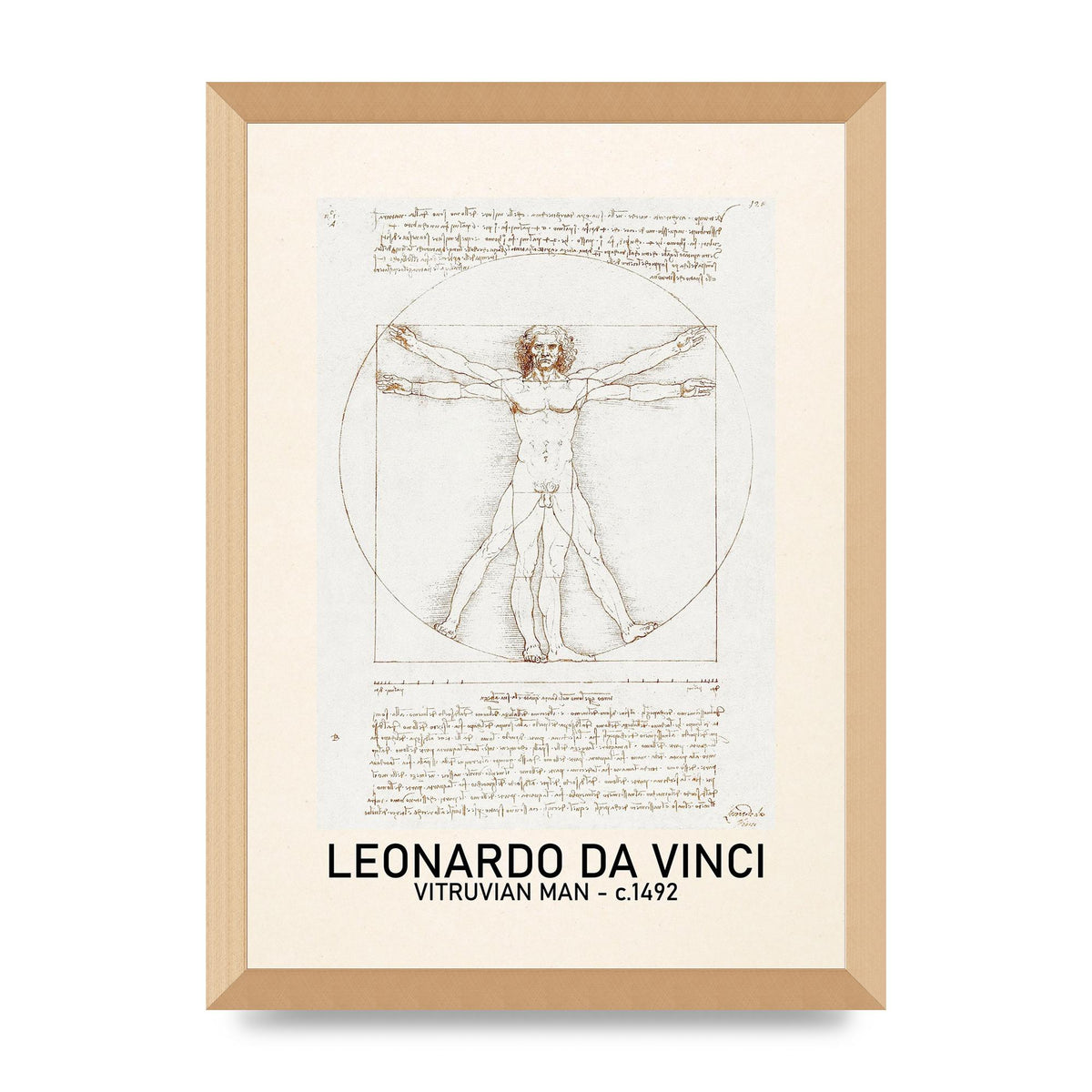 Leonardo Da Vinci Vitruvian Man 1492 Art For The Home - A3 framed