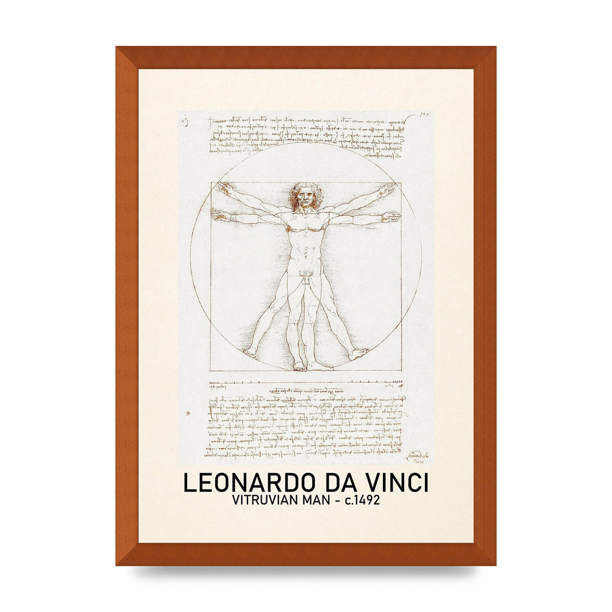 Leonardo Da Vinci Vitruvian Man 1492 Art For The Home - A3 framed