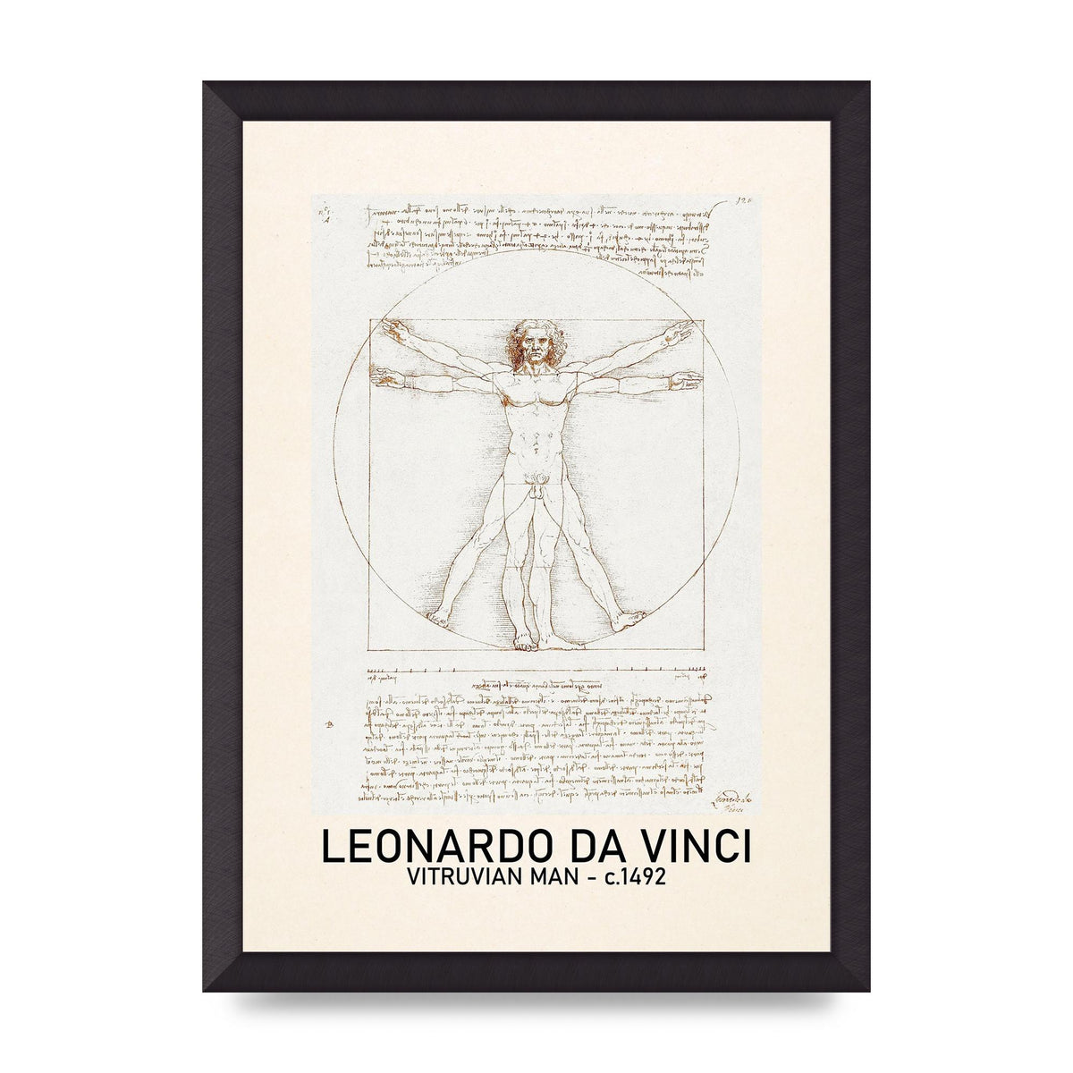 Leonardo Da Vinci Vitruvian Man 1492 Art For The Home - A3 framed
