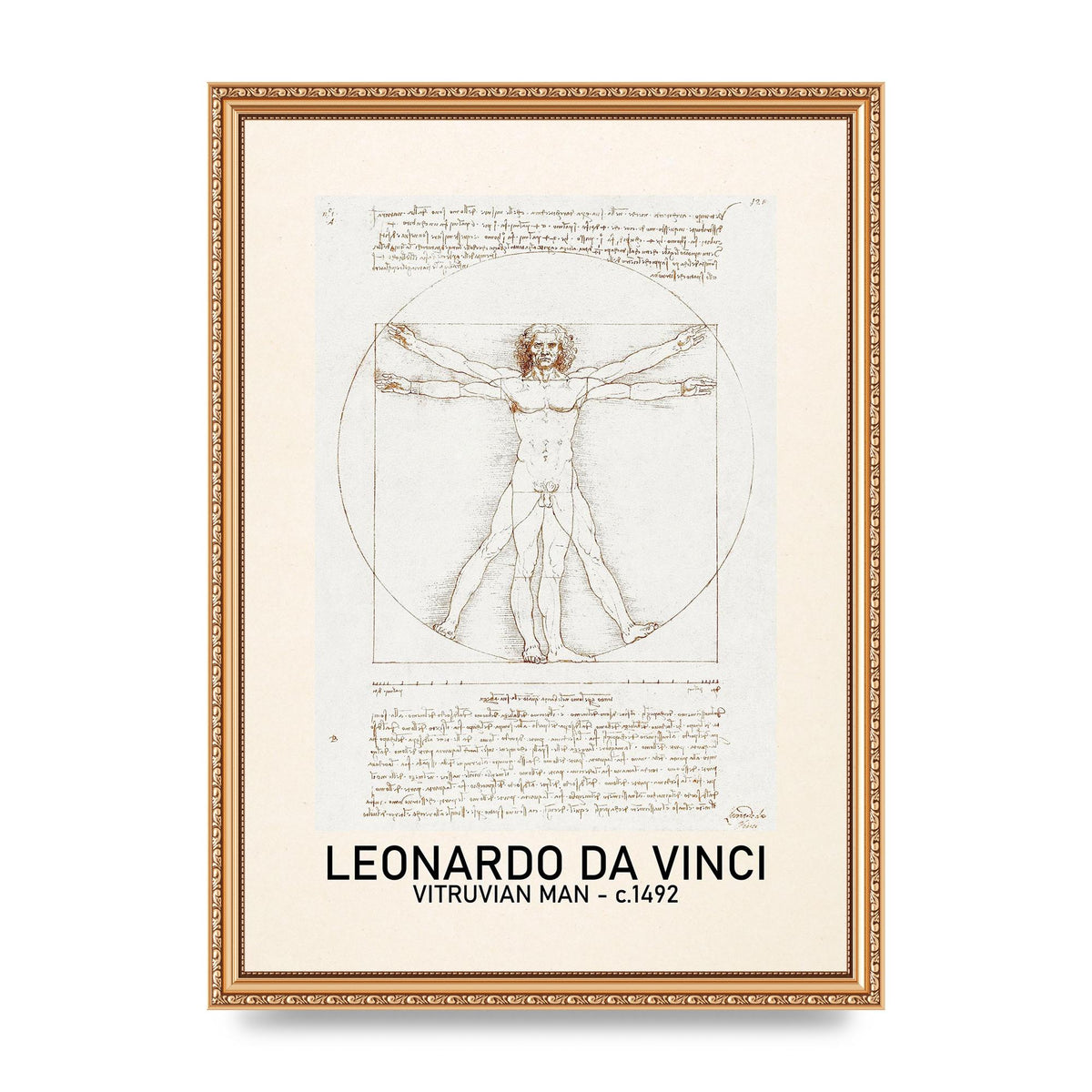 Leonardo Da Vinci Vitruvian Man 1492 Art For The Home - A3 framed