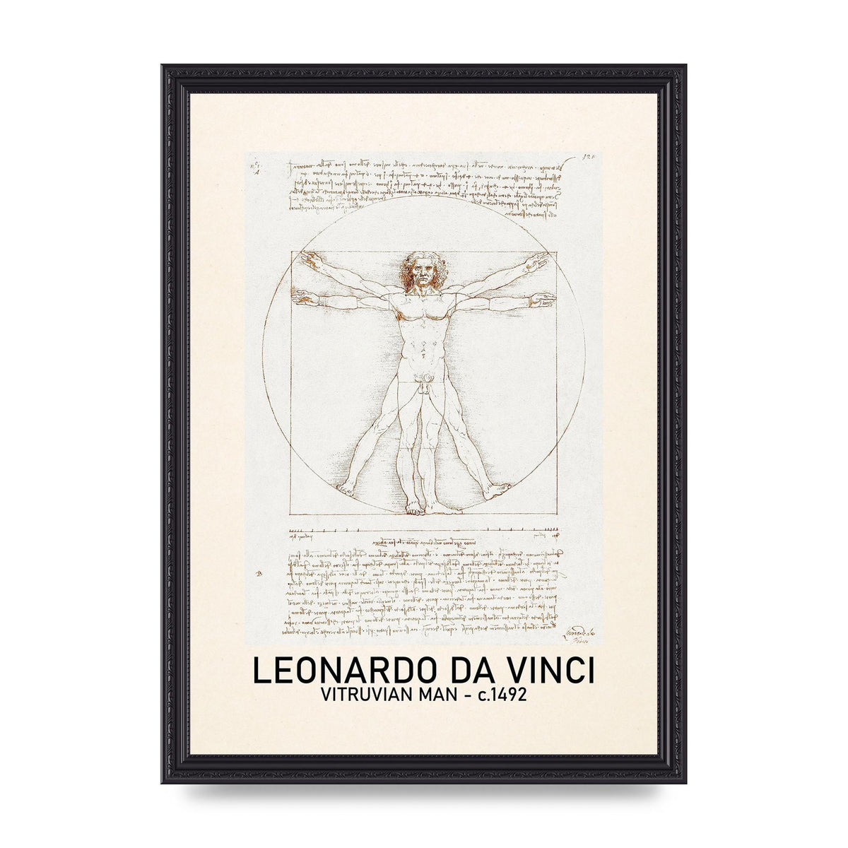 Leonardo Da Vinci Vitruvian Man 1492 Art For The Home - A3 framed