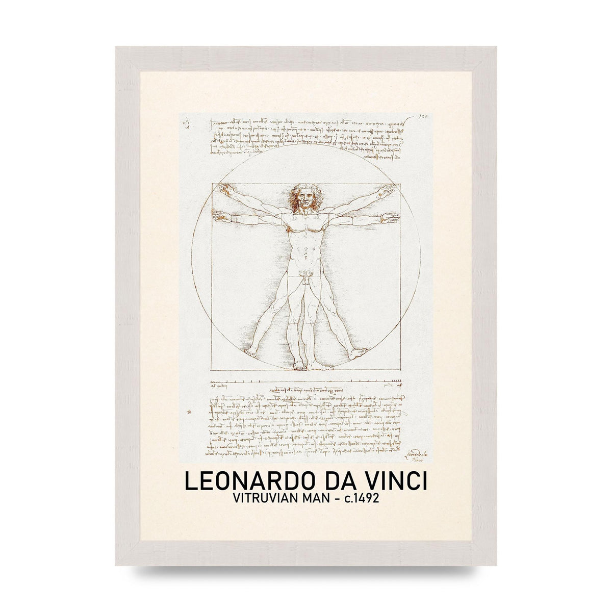 Leonardo Da Vinci Vitruvian Man 1492 Art For The Home - A4 framed