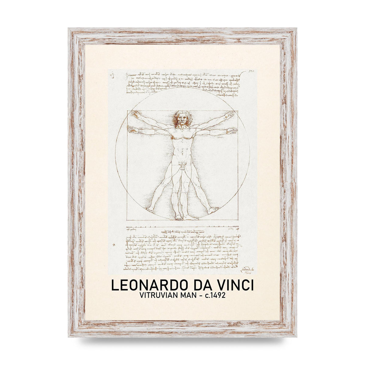 Leonardo Da Vinci Vitruvian Man 1492 Art For The Home - A4 framed