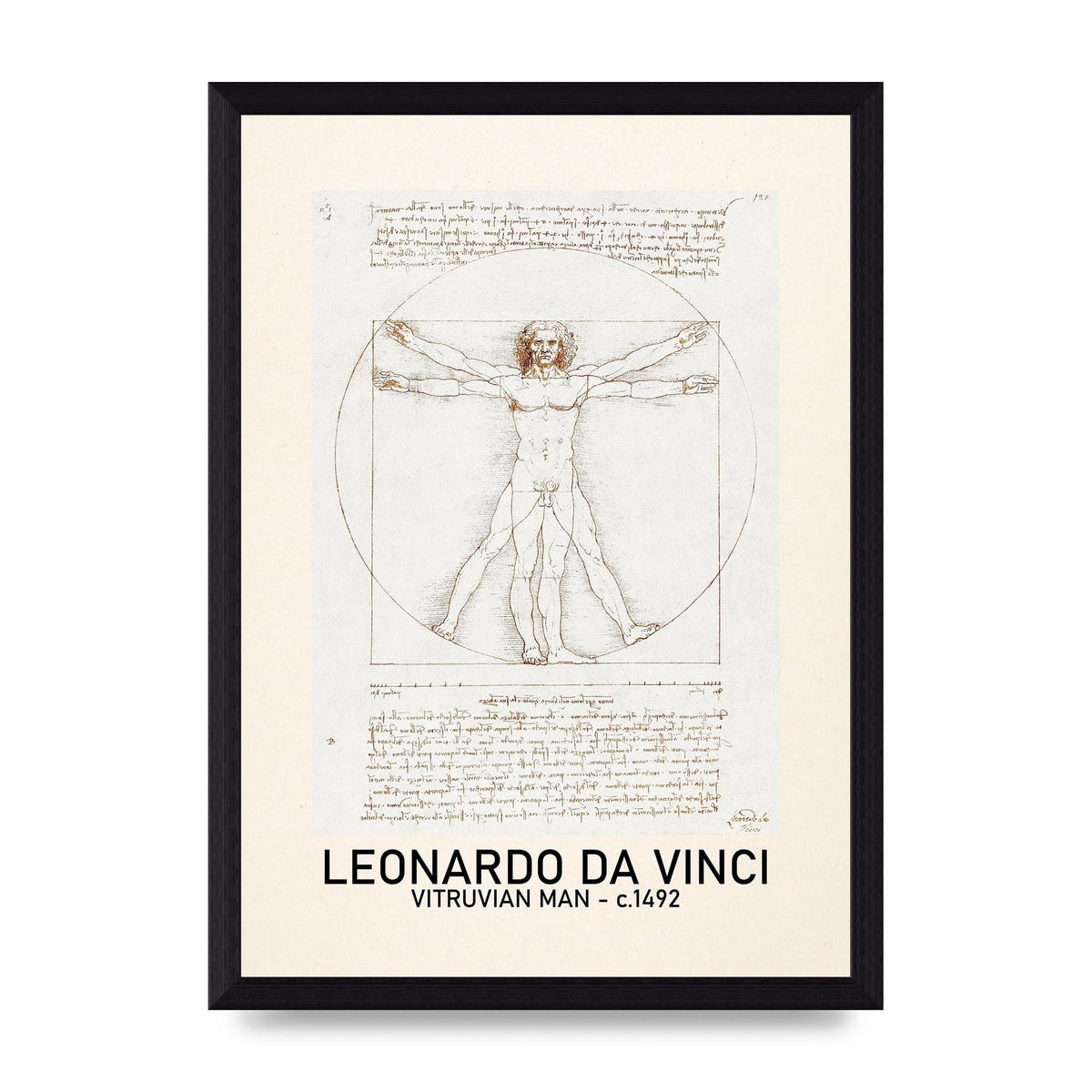 Leonardo Da Vinci Vitruvian Man 1492 Art For The Home - A4 framed
