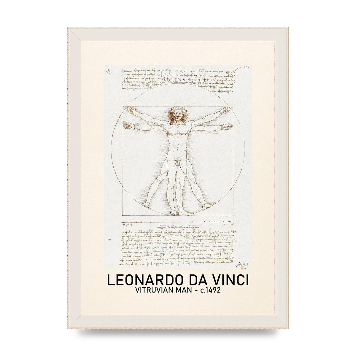 Leonardo Da Vinci Vitruvian Man 1492 Art For The Home - A4 framed