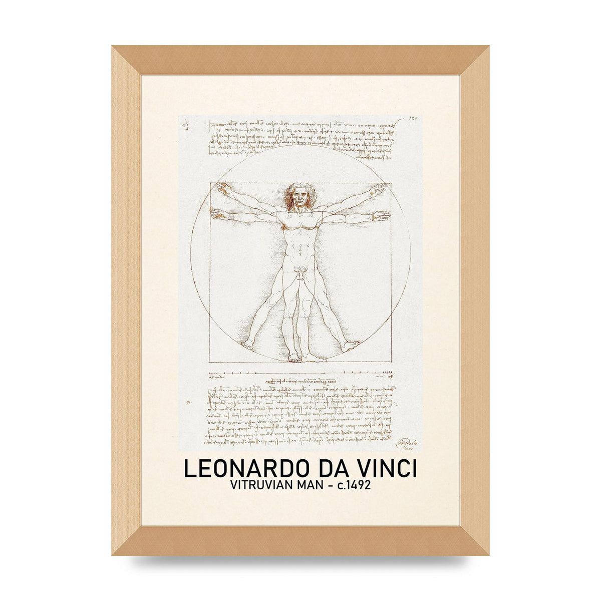 Leonardo Da Vinci Vitruvian Man 1492 Art For The Home - A4 framed