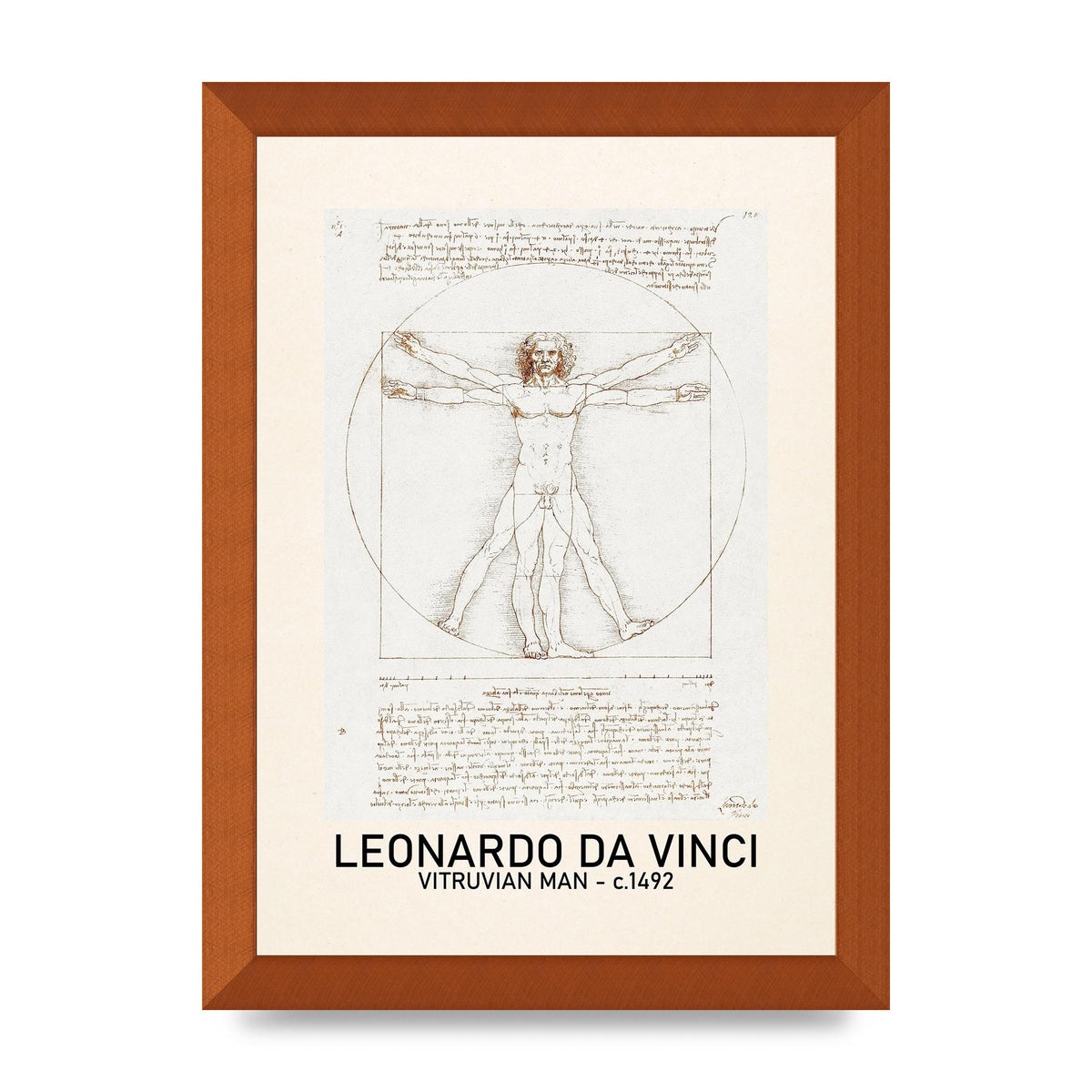 Leonardo Da Vinci Vitruvian Man 1492 Art For The Home - A4 framed