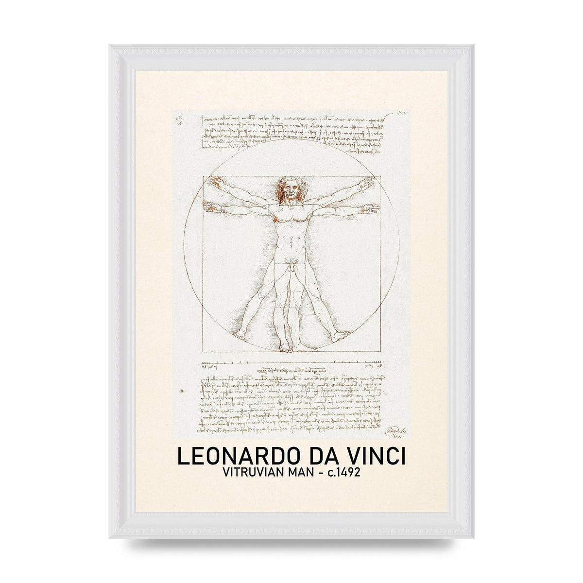 Leonardo Da Vinci Vitruvian Man 1492 Art For The Home - A4 framed