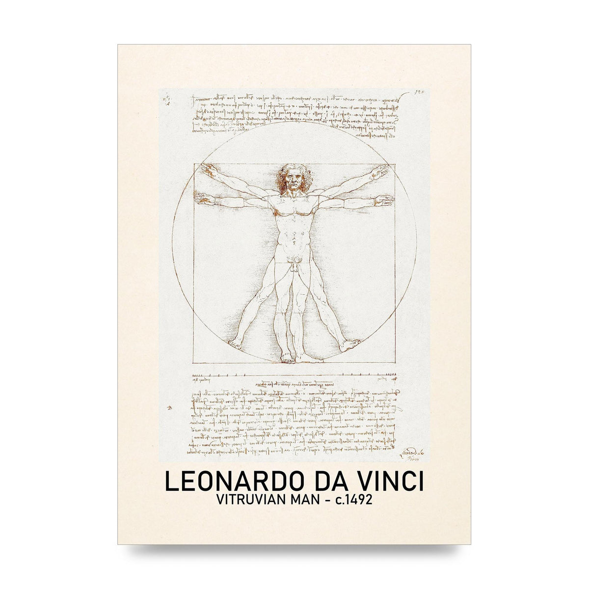 Leonardo Da Vinci Vitruvian Man 1492 Art For The Home - unframed print