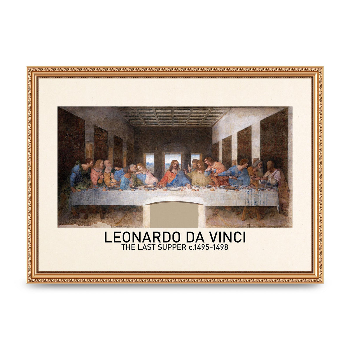 Leonardo Da Vinci The Last Supper 1495 1498 Wall Art - A3 framed