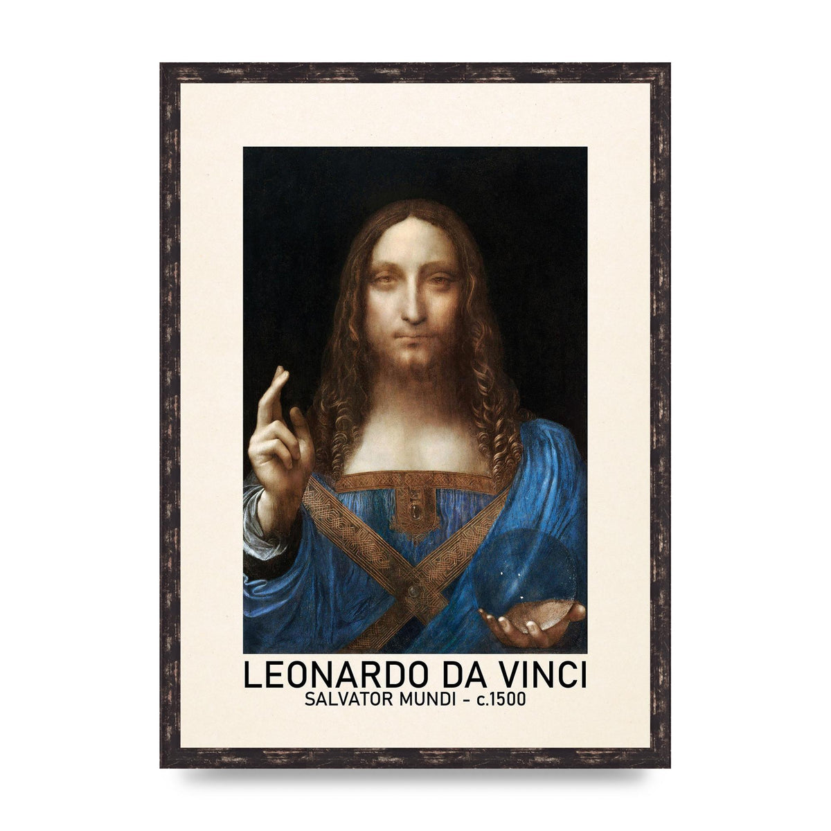 Leonardo Da Vinci Salvator Mundi 1500 Printed Poster - A2 framed