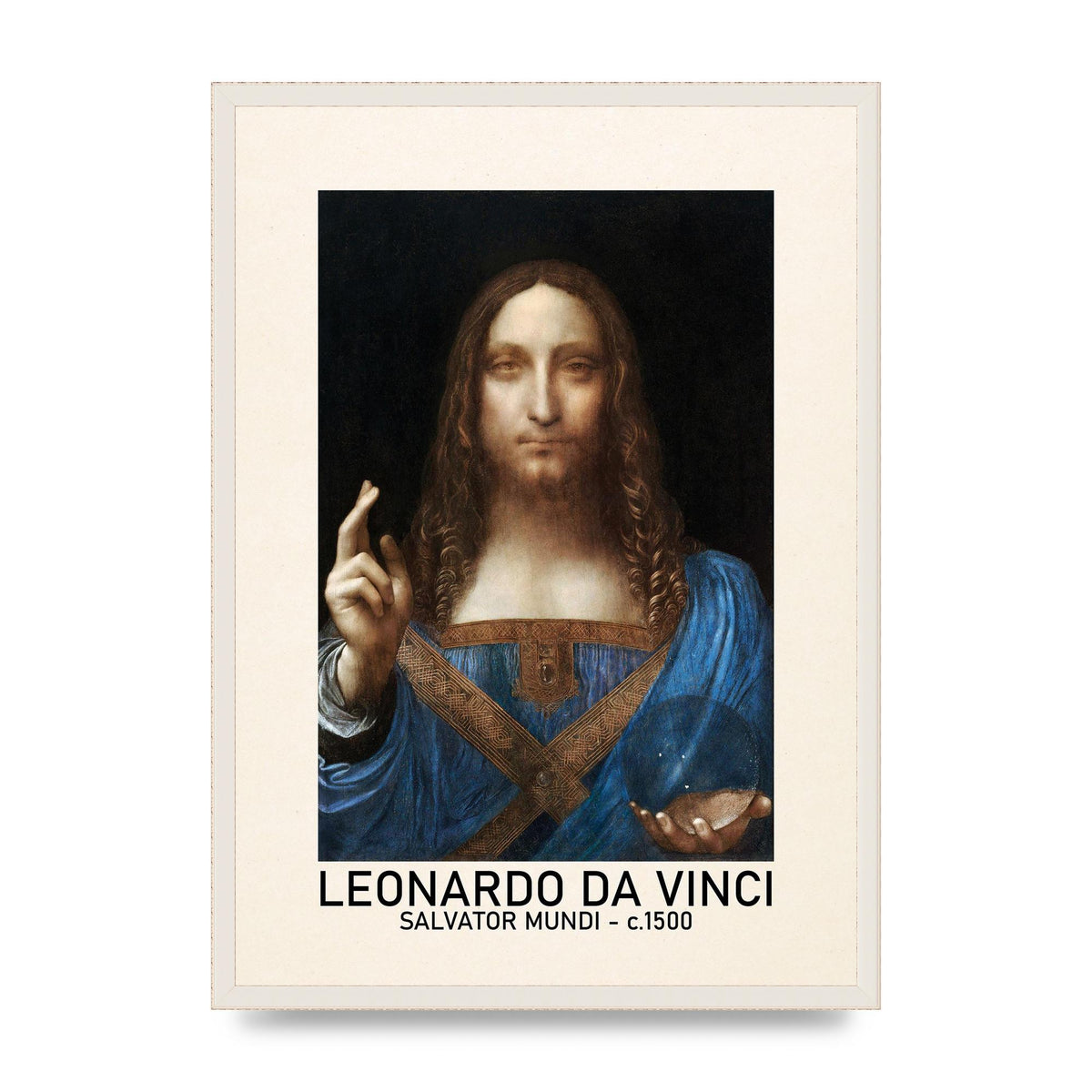 Leonardo Da Vinci Salvator Mundi 1500 Printed Poster - A2 framed