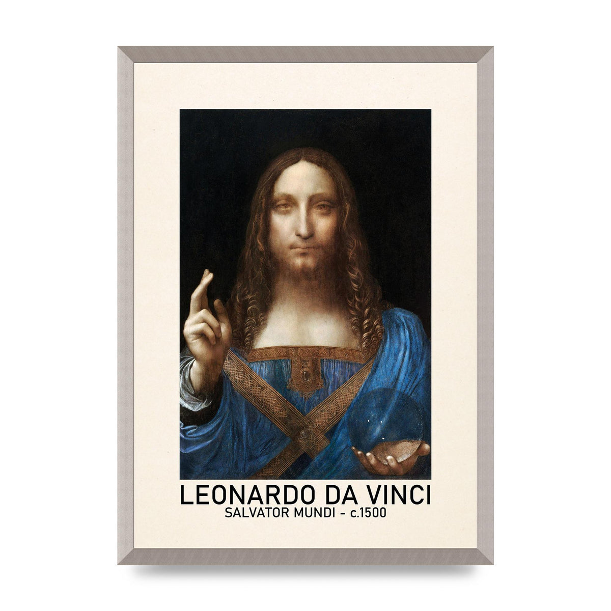 Leonardo Da Vinci Salvator Mundi 1500 Printed Poster - A2 framed