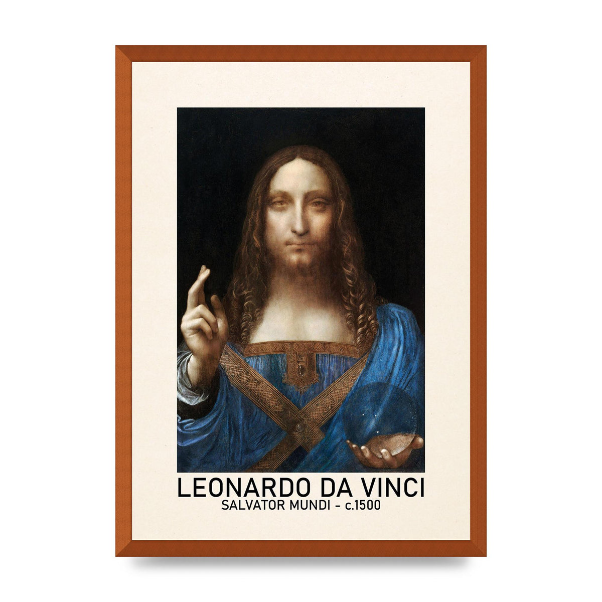 Leonardo Da Vinci Salvator Mundi 1500 Printed Poster - A2 framed