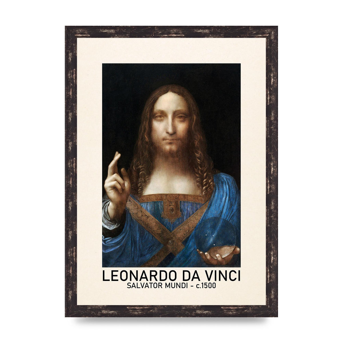 Leonardo Da Vinci Salvator Mundi 1500 Printed Poster - A3 framed