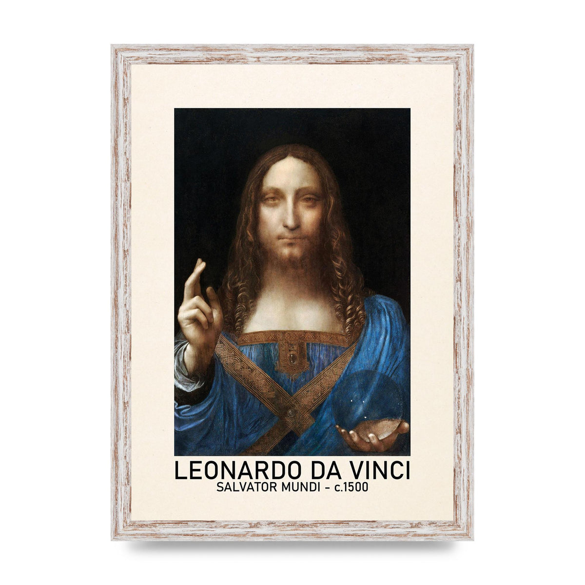 Leonardo Da Vinci Salvator Mundi 1500 Printed Poster - A3 framed