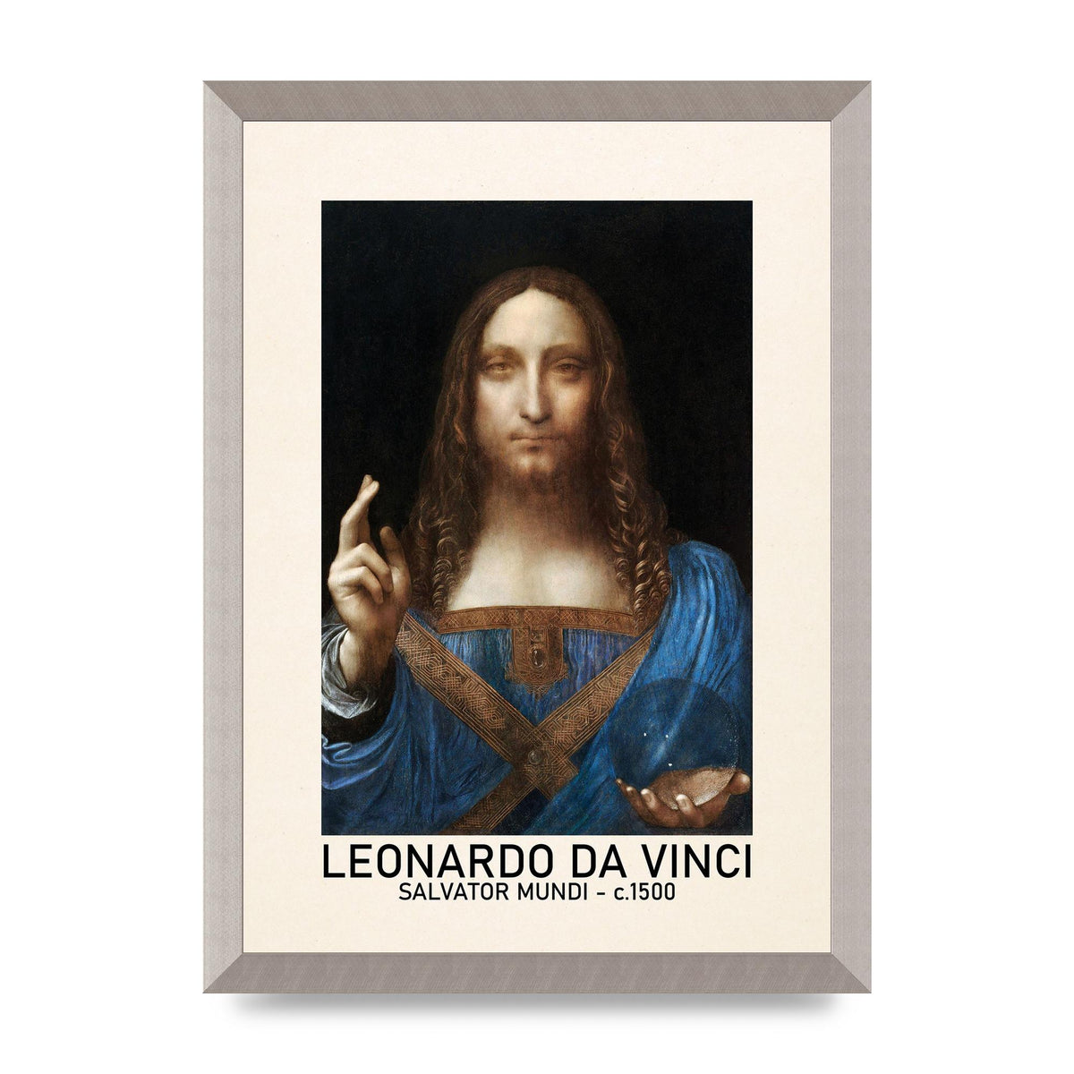 Leonardo Da Vinci Salvator Mundi 1500 Printed Poster - A3 framed