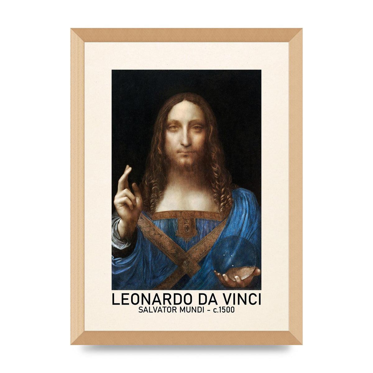 Leonardo Da Vinci Salvator Mundi 1500 Printed Poster - A3 framed