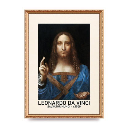 Leonardo Da Vinci Salvator Mundi 1500 Printed Poster - A3 framed