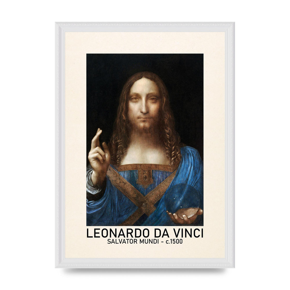 Leonardo Da Vinci Salvator Mundi 1500 Printed Poster - A3 framed
