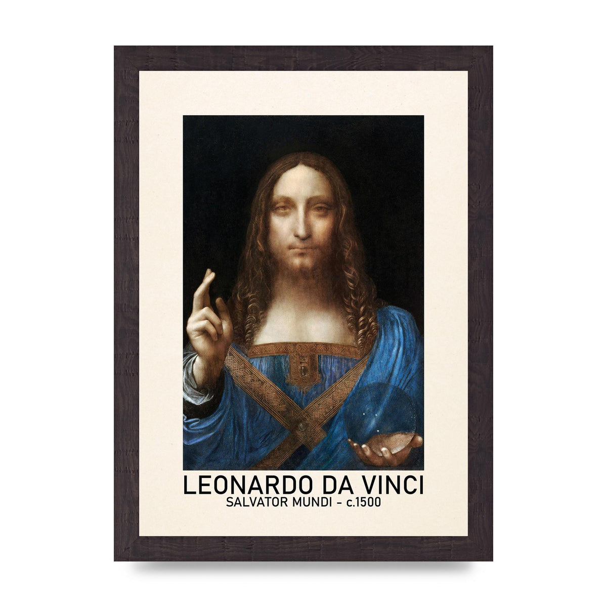 Leonardo Da Vinci Salvator Mundi 1500 Printed Poster - A4 framed