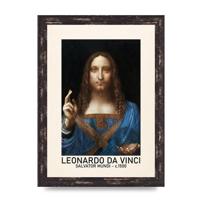 Leonardo Da Vinci Salvator Mundi 1500 Printed Poster - A4 framed