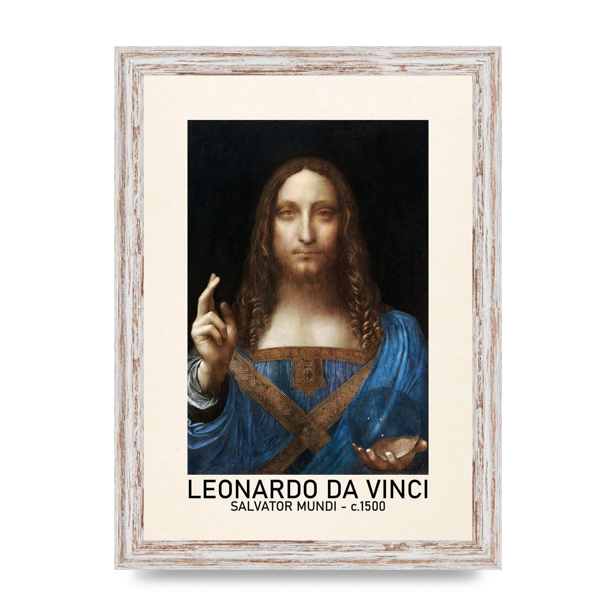 Leonardo Da Vinci Salvator Mundi 1500 Printed Poster - A4 framed
