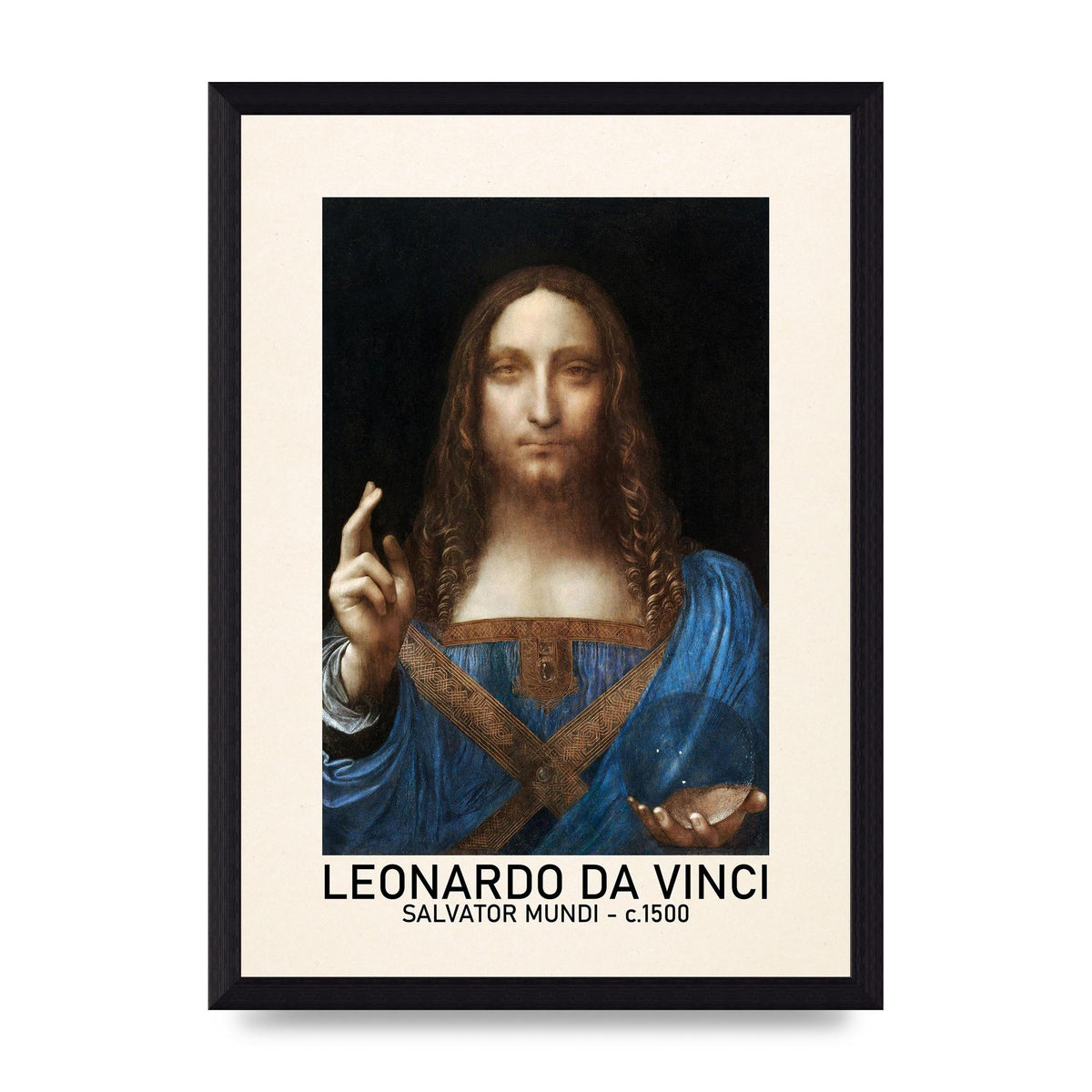 Leonardo Da Vinci Salvator Mundi 1500 Printed Poster - A4 framed